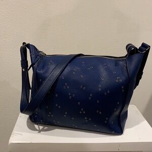 All Saints Junai Grommet Crossbody Bag with pouch navy blue